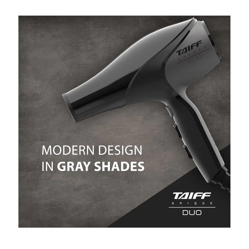 TAIFF Unique Duo Hair Dryer Professional 1875W Titanium Ionic Tourmaline Gray